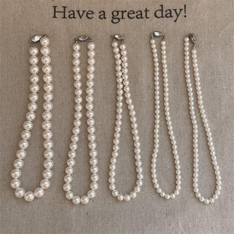 Grade a Glass Beads Shijia Pearl Necklace Internet Celebrity Style High-End Millet Bead Clavicle Chain Versatile Ingot Buckle Necklace