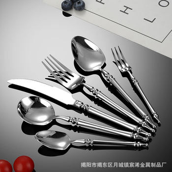 Legendary Series 304 Stainless Steel Western Tableware Creative Hotel Restaurant Steak Knife and Fork Spoon Dessert Fork Spoon suit
