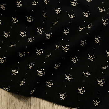 Foreign order for high quality black wave dot small floral printed cotton 32 double-sided twill washed woven fabric