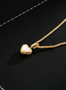 新款爱心项链铜锁骨链女铜