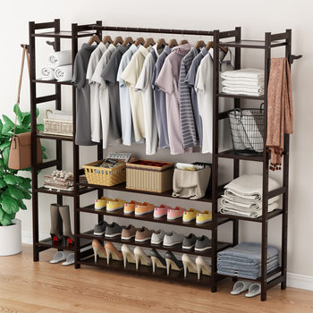 [Clearance Welfare] Coat Rack Shoe Rack Integrated Storage Rack Floor Indoor Hanger Household Bedroom Clothes Collection