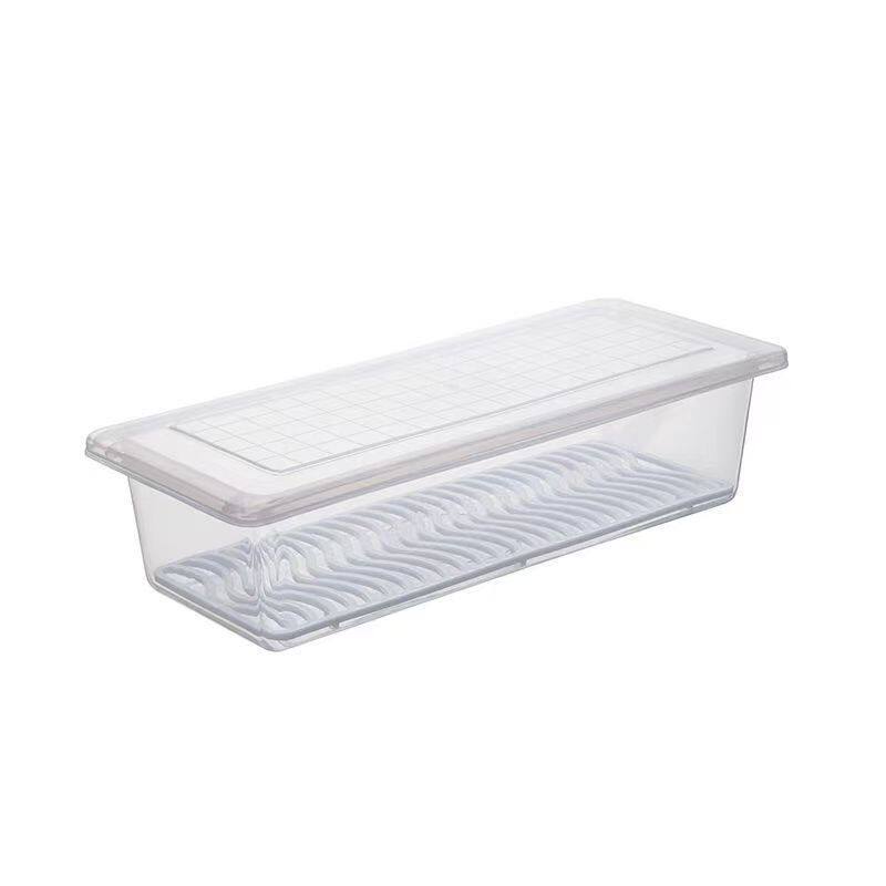 Household Rectangular Transparent Refrigerator Preservation Box Cabinet Storage Plastic Box for Cereals Freezable with Drain Layer