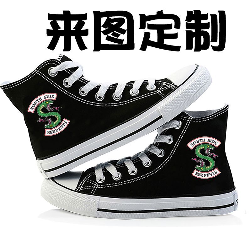 Come Chart Manufacture  来图制作 跨境直供高帮帆布鞋 动漫印花帆布鞋一件代发男女款 Come Chart Manufacture 