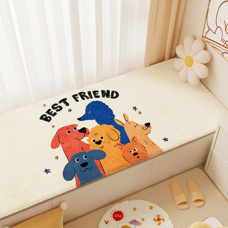 Cartoon Four Seasons universal bay window mat tatami full-laid cool-proof mat stain-resistant easy-to-care cashmere window mat