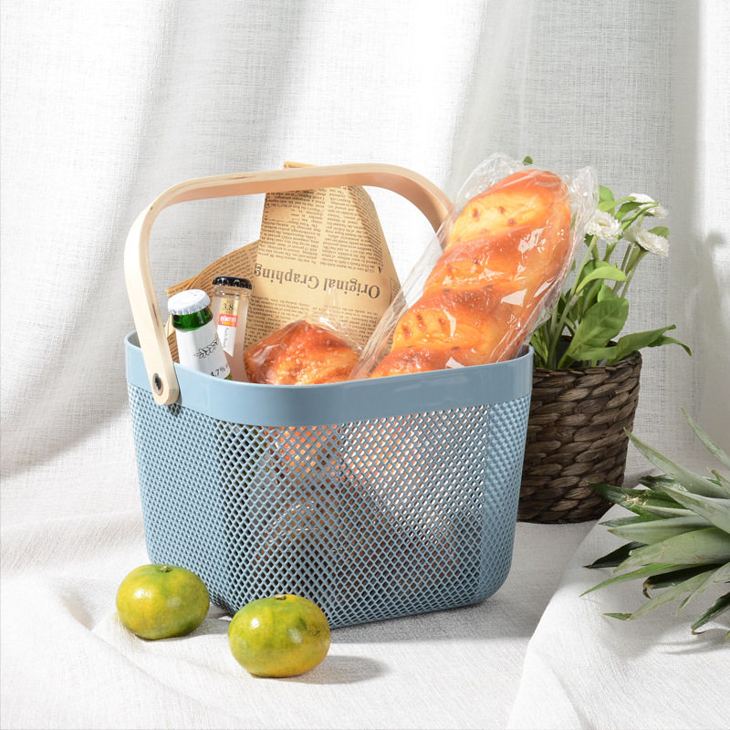 ins style basket wooden handle Internet celebrity net basket vegetable basket fruit basket storage basket ruisha tray net basket household basket