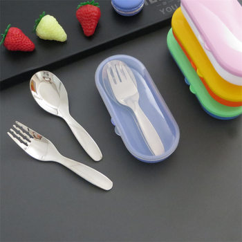 316 Stainless Steel Children's Fork Spoon Children's Feeding Tableware Deepened Thickened Stainless Steel Children's Soup Spoon Dining Spoon Fork