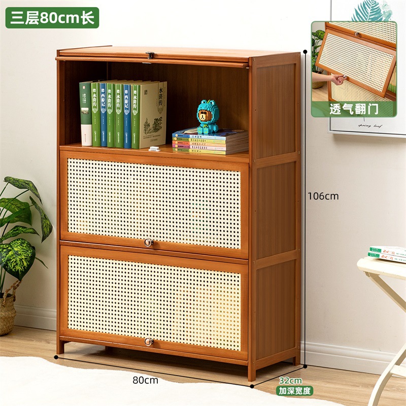 书架书柜置物架带柜门储物柜一体格子柜展示柜落地多层客厅置物柜