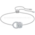 White gold double ring transfer bead bracelet