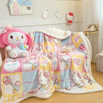 Sanrio Lamb Velvet Blanket Autumn and Winter Thickened Cartoon Warm Shawl Blanket Office Sofa Nap Blanket Gift Wholesale