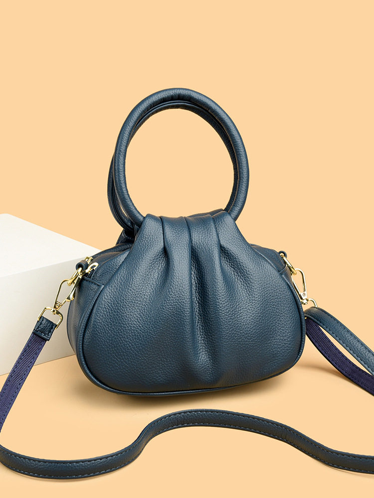 Cross-Border Mom Bag, Simple Middle-Aged Women's Bag, 2025 New Style Women's Double-Layer Small Handbag, Crossbody Soft Leather Women's Small Bag