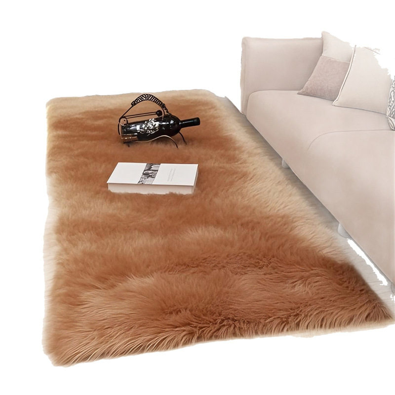 Source Factory Carpet Bedroom Home Bay Window Mat Long Wool Rug Living Room Coffee Table Floor Mat Faux Wool Long Plush Mat