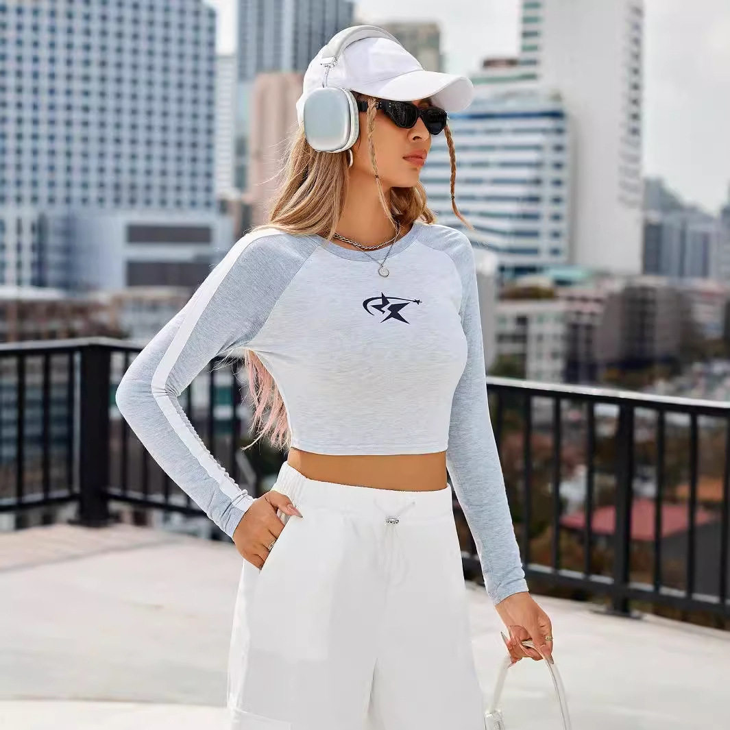 Fashion Womens Long Sleeve T Shirt Round Neck Printed Design Casual Style Wholesale Availability