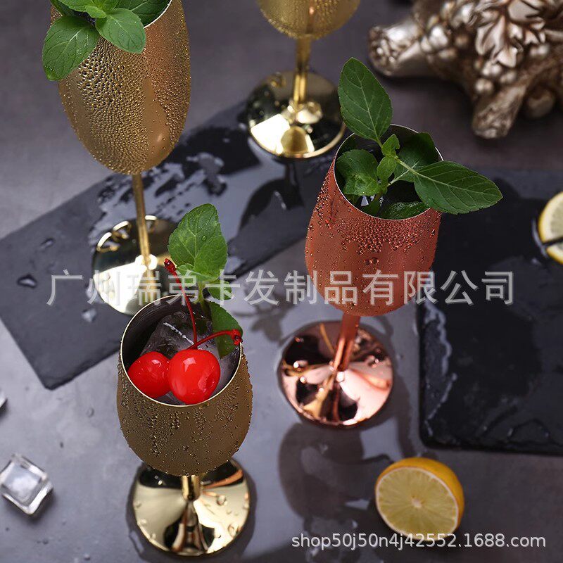 Cross-border Hot Selling Creative 304 Stainless Steel Champagne Cup Cocktail Cup Metal Cup Goblet Bar KTV Red Wine Glass
