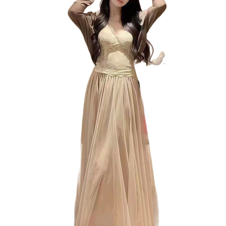 Casual Mesh Maxi Skirt for Women Double Layer Elastic Waist Versatile Style Perfect for Spring and Summer Wholesale