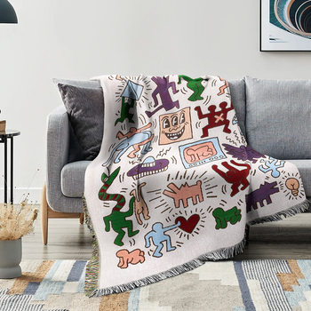 Cross-border Foreign Trade Camping Blanket Moisture-proof Camping Mat Jacquard Tapestry Cartoon Style Sofa Towel Thread Blanket Multifunctional Sofa Blanket