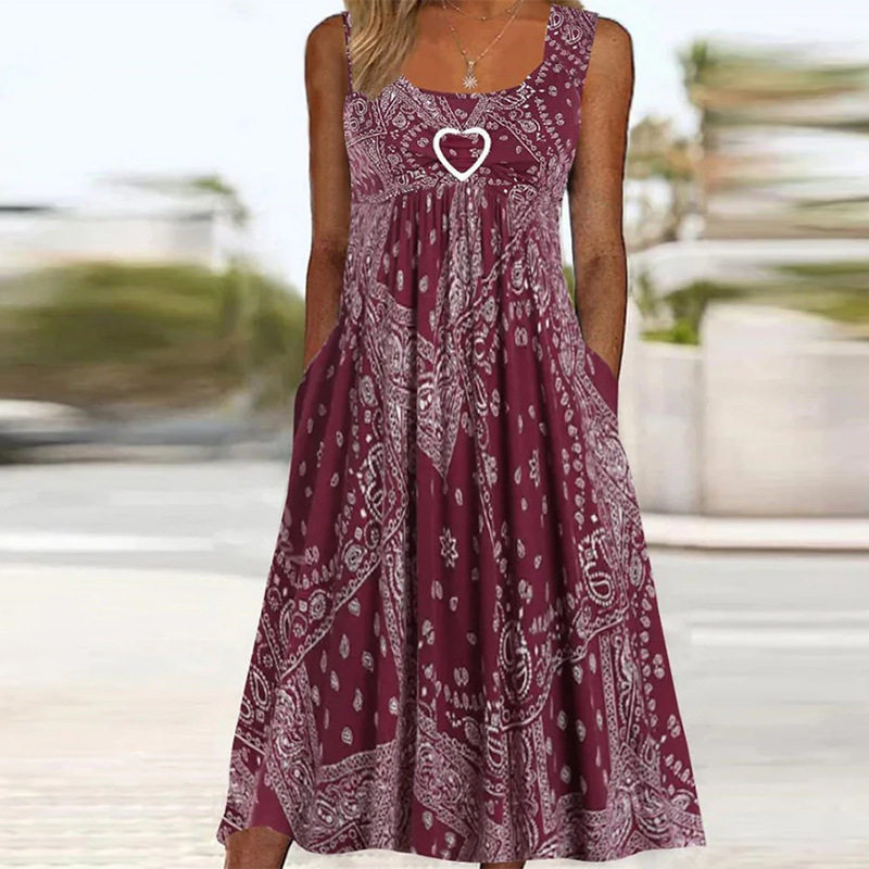 Elegant Sleeveless Vintage Summer Dress Loose Fit Korean Style Flattering for Curvy Figures Ideal for Vacation and