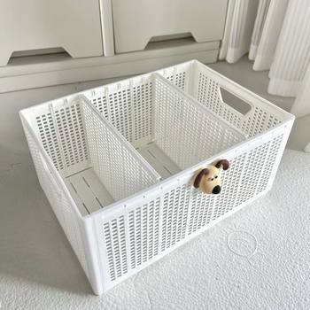 Multifunctional Folding Storage Basket with Partition Board for Bedroom Wardrobe Large Capacity Storage Square Debris Organization