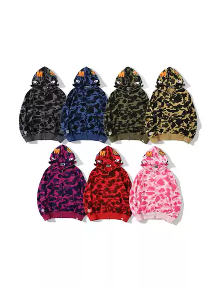 Japanese Streetwear Shark Head Multi-Color Classic Casual Cardigan Jacket
