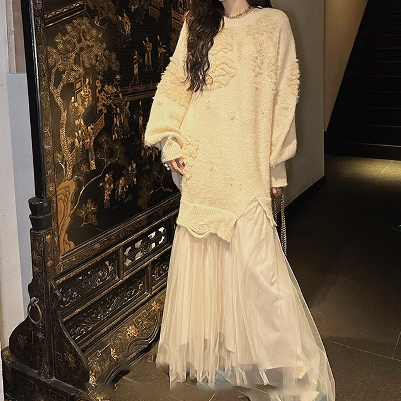 Đầm nữ dài tay phối váy xếp ly dáng chữ A — Kinh Nguyên đen, Trắng ngọc bích, Xanh lá mận