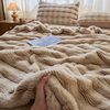 European Style Double Layer Thickened Rabbit Plush Blanket Striped Rabbit Fur Blanket Leisure Office Nap Blanket Cover Blanket Foreign Trade Wholesale