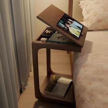 Movable Side Table Bedroom Home Bedside Table Creative Side Cabinet Solid Wood Bedside Storage Cabinet Replacement Artifact Storage Cabinet