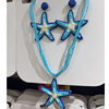 Vacation Island~Blue Straw Starfish Necklace Women's Summer Beach Seaside Resort Style Clavicle Chain Niche Accessories