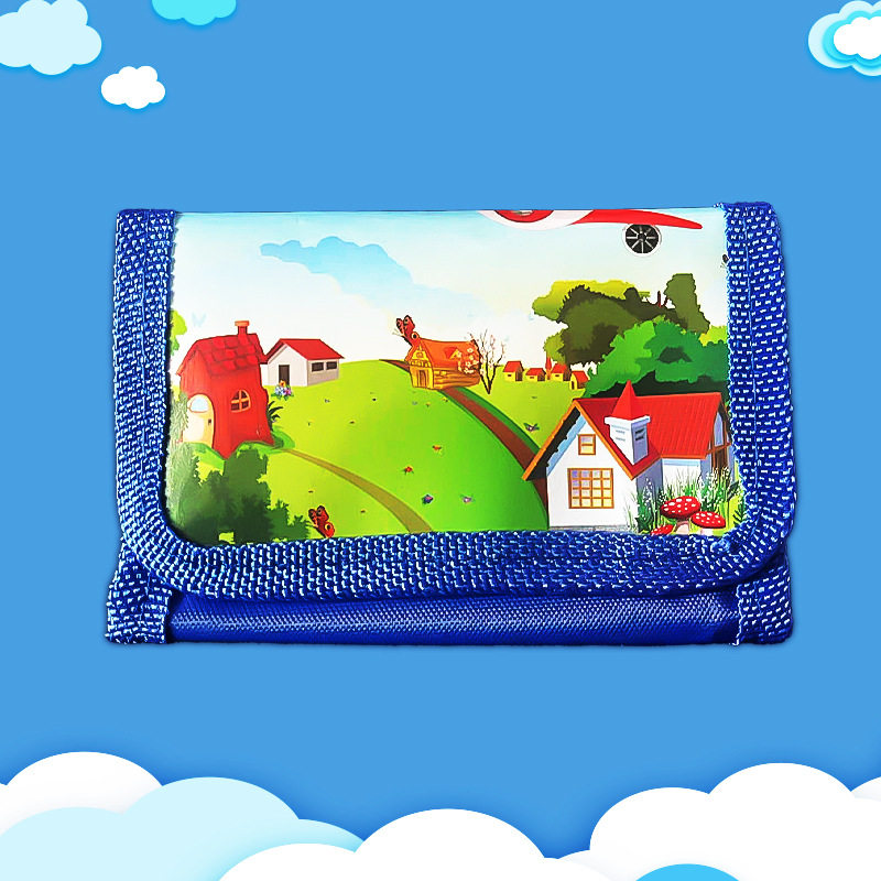 Creative New Fabric Coin Purse Foldable Storage Bag for Boys and Girls Cartoon Animation Three-fold PVC Wallet