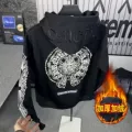 High quality beaded and velvet sanskrit sweatshirt black