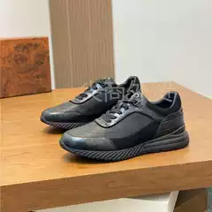 Premium Men's Casual Leather Shoes Calfskin with Crocodile-Embossed Leather, Metal Logo Embellished Tongue, Lightweight Casual Shoes