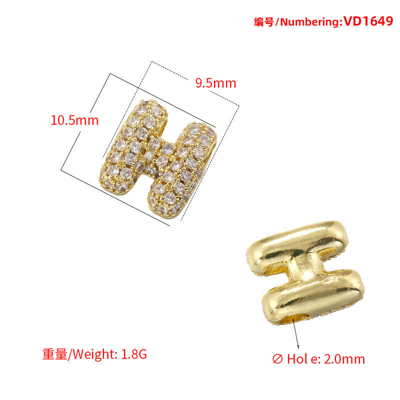 Cross-border Hot Selling Copper Inlaid Zirconium 26 English Letter Pendant Personality DIY Bracelet Necklace Letter Pendant VD1649