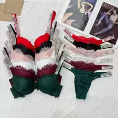 Hot-Selling Foreign Trade Victoria's Secret Women's Lingerie Set with Letter Rhinestones, Underwire, Comfortable Lace, and Sexy Design