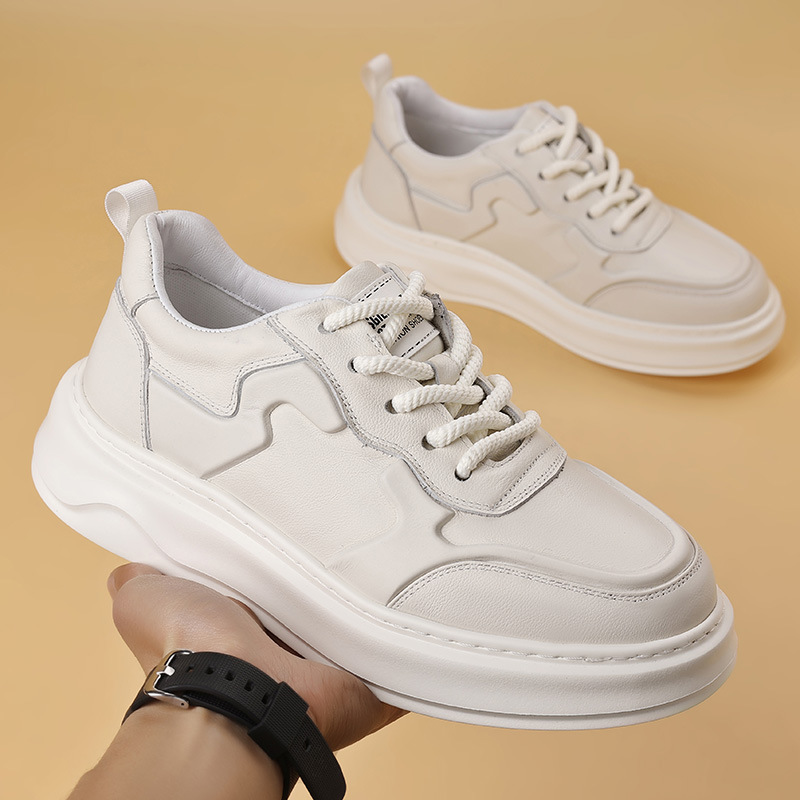 Giày Thể Thao Nam Chất Liệu Da Bò Đế Cao Hàng Mùa Xuân Thu Đông