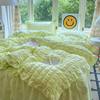 Ins Small Fresh Bubble Skin-Friendly Pure Color Lace Bed Bed Sheets Bed Skirt Four-Piece Set Student Dormitory Three-Piece Set
