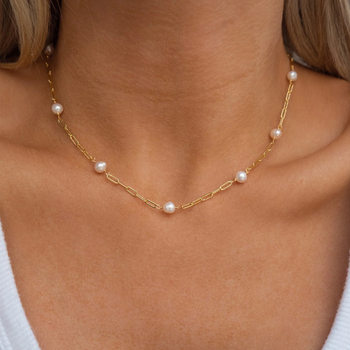 Light Luxury Ginky Sky Natural Freshwater Pearl Necklace Women's Summer High-grade Clavicle Chain Titanium Steel Niche Necklace Wholesale