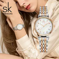 sk Shengke Watch Women's Fashion Light Luxury Commuter Elegant Fritillaria Women's Watch Waterproof Cross-border Steel Band Quartz Watch 0136