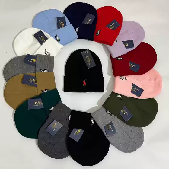 Winter Pony Embroidered Knitted Hat Trendy Versatile Beanie Hip-Hop Street Dance Warm Cold-Proof Windproof Ear Protection Hat