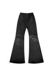 American high street Vibe style niche handmade brushed wax coating micro horn floor mopping jeans elastic straight leg pants for men