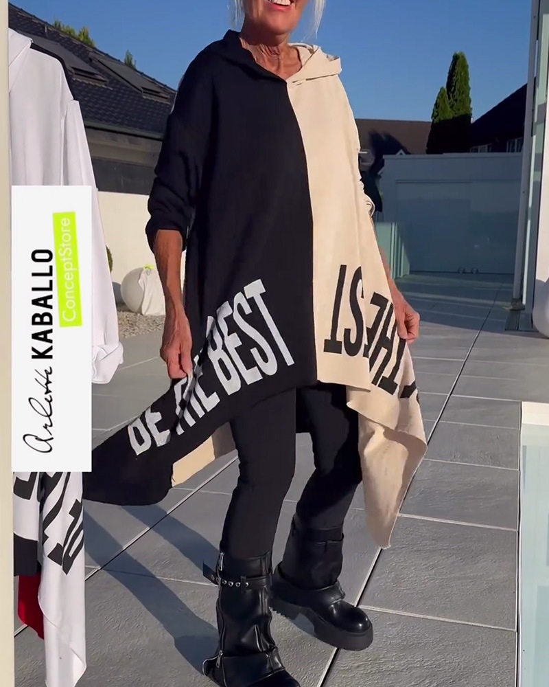 Casual Loose Fit Hooded T Shirt for Women Letter Print Autumn Winter Style Comfortable Everyday Wear Wholesale
