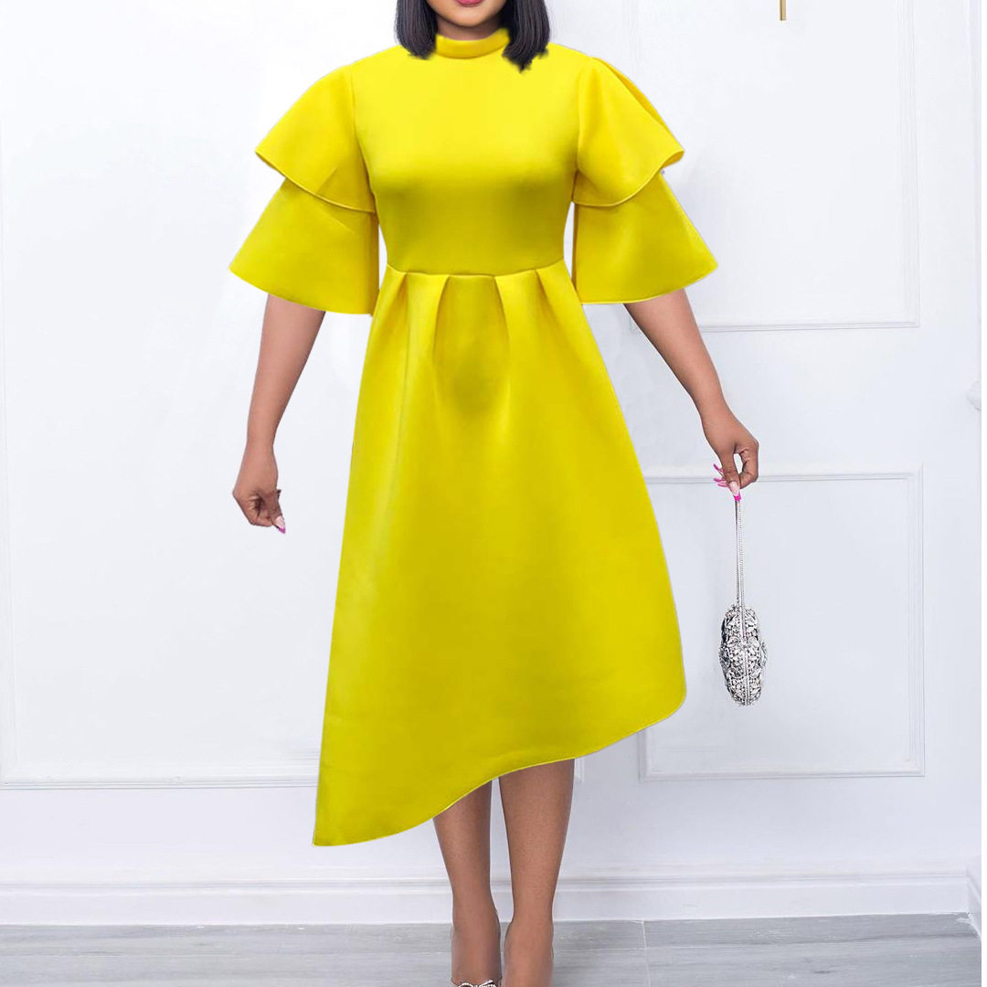 Plus Size Womens A Line Dress Solid Color Double High Neck Elegant Style Perfect for Evening Parties Wholesale