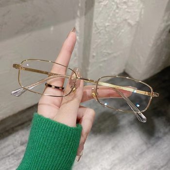 Rectangular Personalized Literary Metal Glasses Frame Rectangular Can Be Matched with Prescription for Men and Women Simple Without Pinching the Face 8021