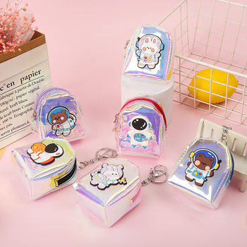 Factory Direct Supply Pvc Transparent Laser Women's Mini Wallet Zipper Strap Coin Purse Key Bag