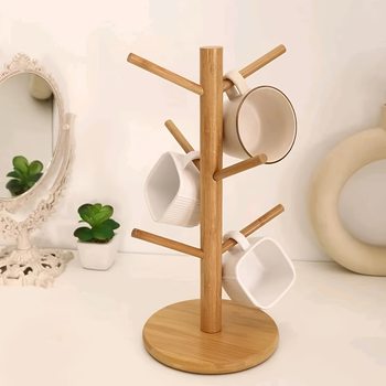 2025 Cross-border Bamboo Water Cup Draining Storage Cup Holder Mug Storage Rack Entrance Key Jewelry Rack Storage Rack