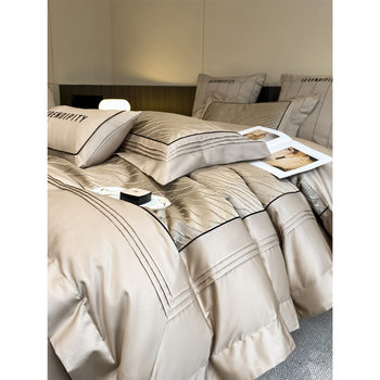 High-grade Light Luxury 200 Long-staple Cotton Four-piece Set Class A Maternal and Infant Grade Cotton Quilt Cover Cotton Bed Cover Bedding
