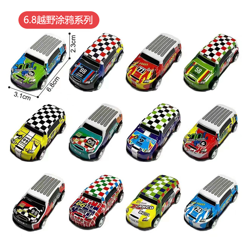 跨境迷你合金赛车铁皮车儿童回力赛车多款式仿真卡通小汽车批发