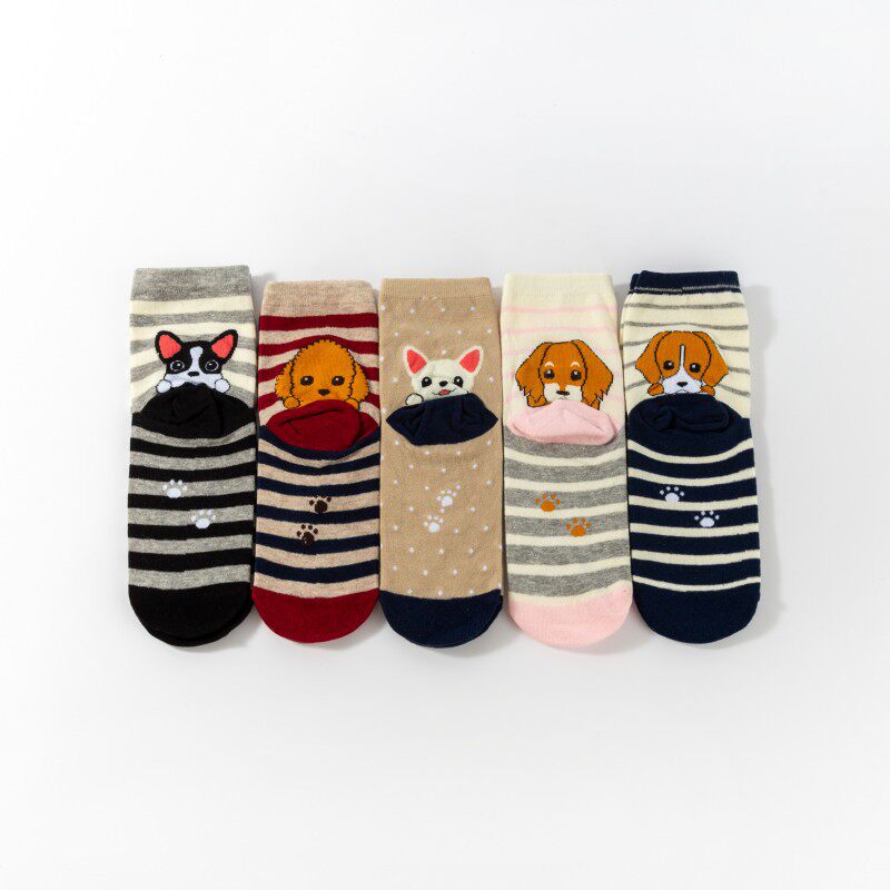 春秋新款卡通直板狗中筒袜棉质袜子女 诸暨厂家批发
