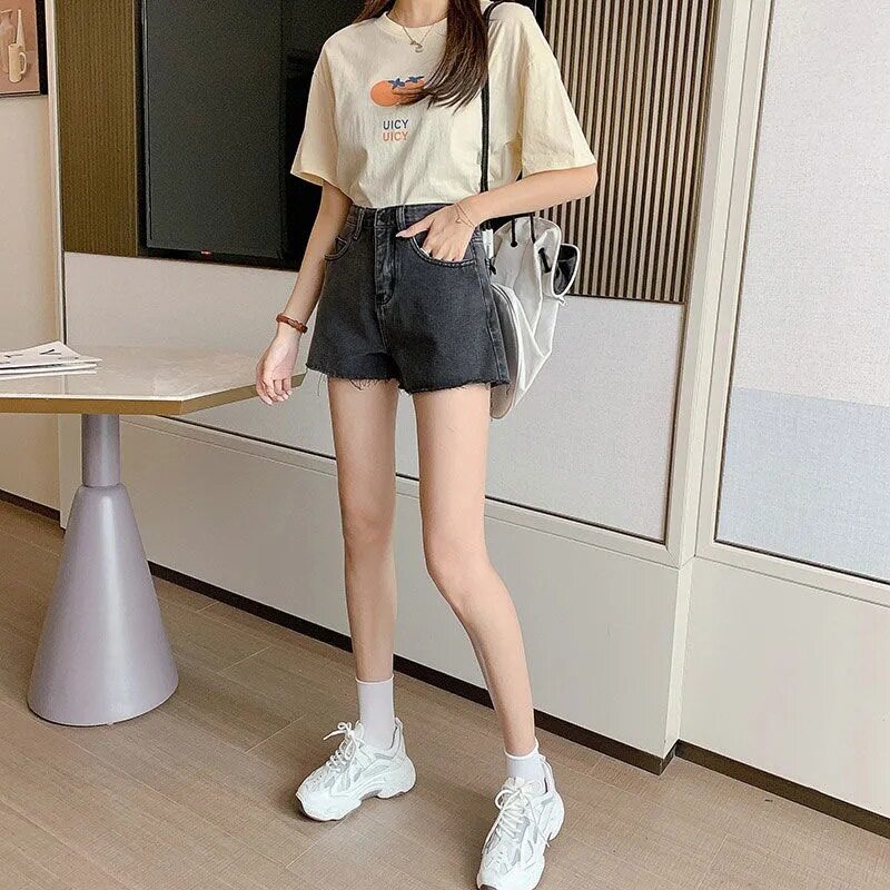 High Waisted Wide Leg Denim Shorts for Women Chic Korean Style Slim Fit Summer Fashion Low MOQ Ready to Ship