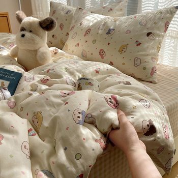 Pure Cotton Four-Piece Bedding Set 100% Cotton Quilt Cover Small Floral Bed Bed Sheetss Student Dormitory Three-Piece Fitted Bed Sheets Set