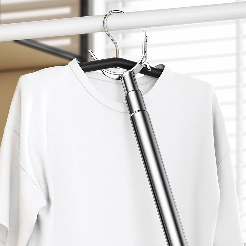 Bold Stainless Steel Clothes Drying Fork Household Clothes Hanging Rod Balcony Fork Hanger Clothes Drying Retractable Clothes Pole