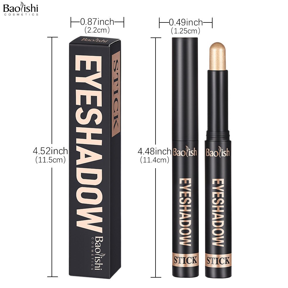 Eye shadow stick cross-border Amazon makeup BAOLISHI multi-color three-dimensional eye shadow twelve-color high-gloss thin flash eye shadow pen