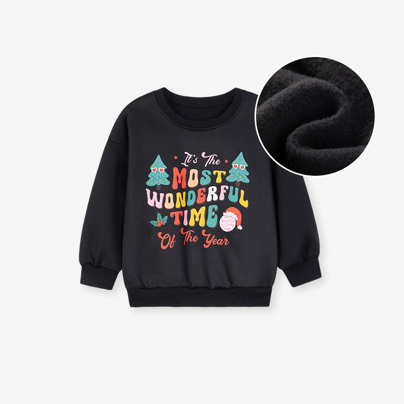 Christmas Girls' Top, Autumn Long-sleeve Kids' Hoodie, Fleece-lined Girls' Hoodie